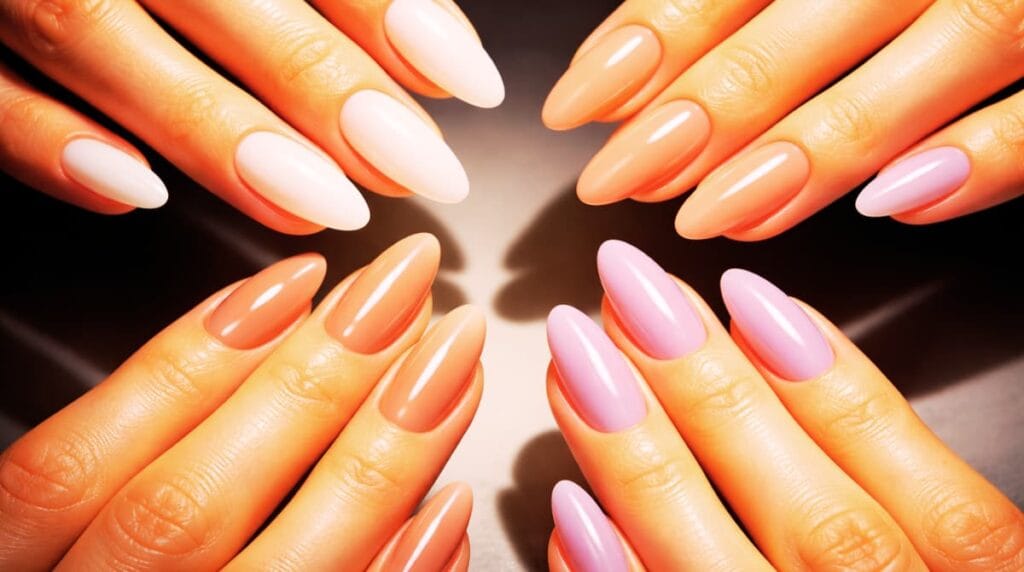 Feature image showing milky jelly gel polish with glossy sheer nails in multiple soft translucent shades