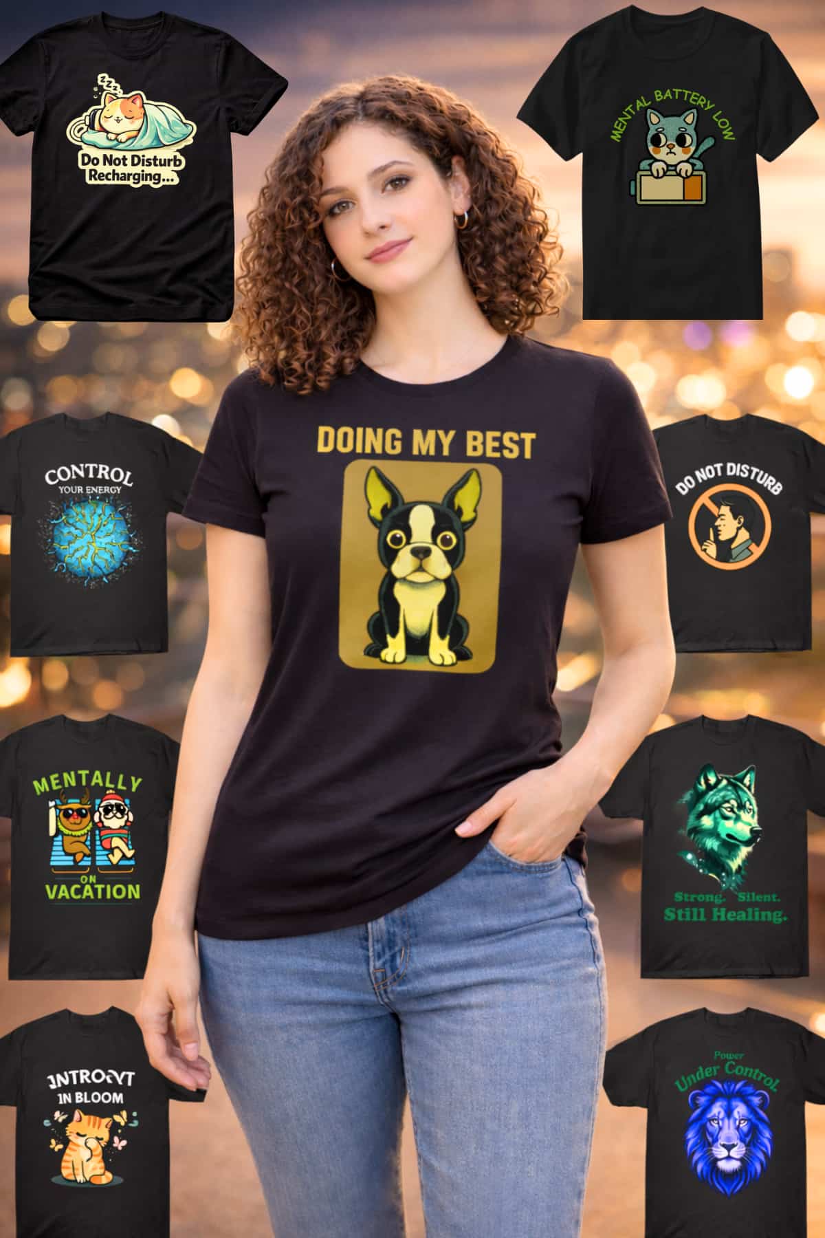 SaniaGlam women’s statement graphic t-shirt collection mockup featuring motivational and empowering designs in stylish fashion layout