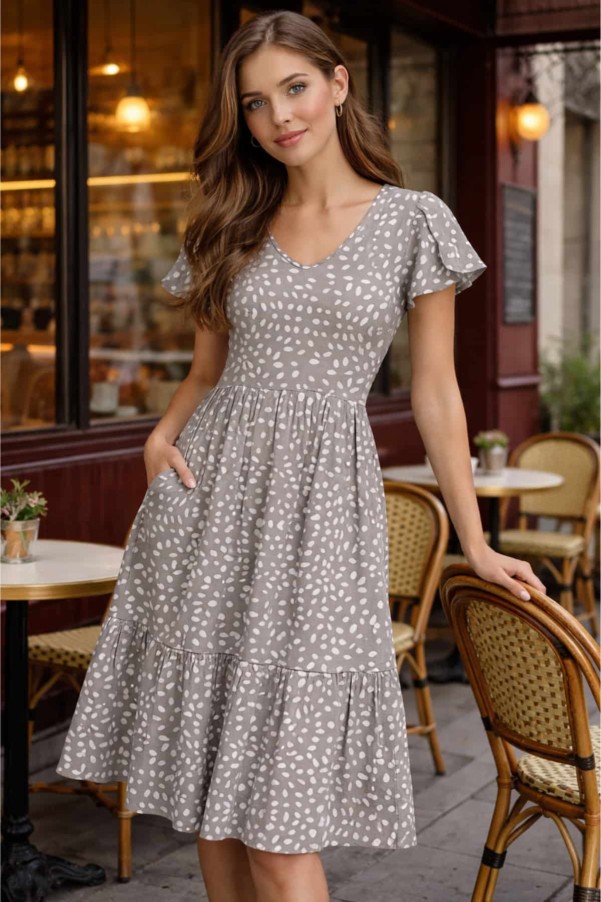 — a beautiful wearing a flowy midi dress 