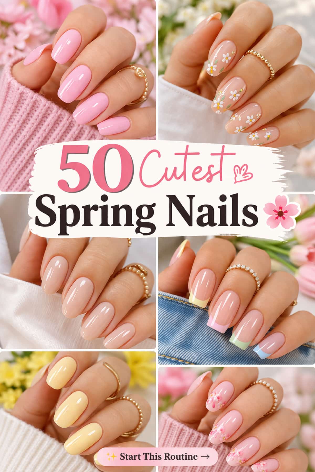 cutest spring nails pastel floral french tips aesthetic designs