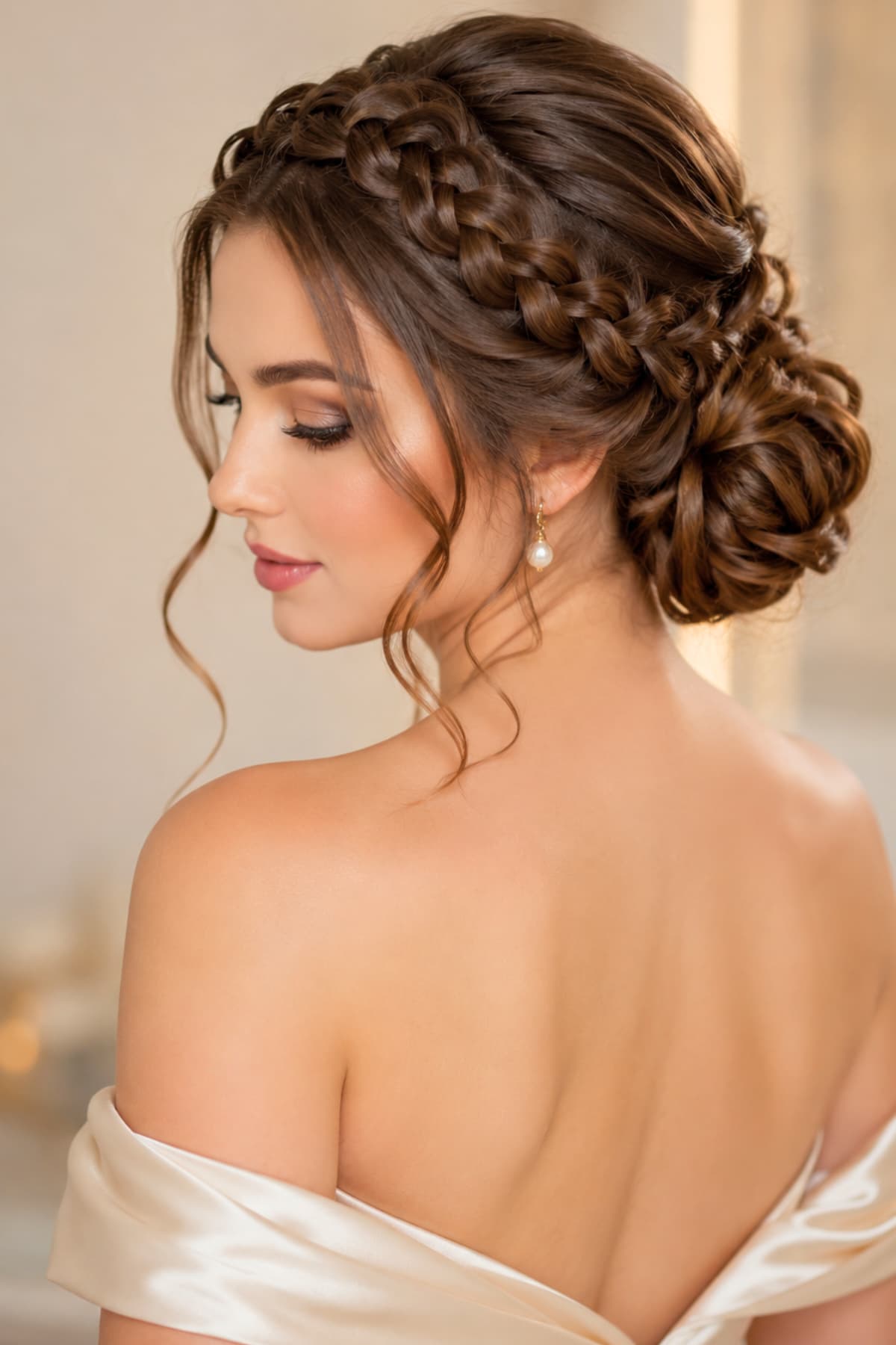 Elegant braided low bun hairstyle
